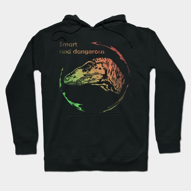 Smart Velociraptor Jurassic Dinosaur Vintage Hoodie by Adult LGBTQ+ and Sexy Stuff